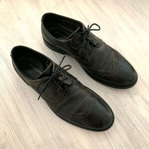 Johnston & Murphy Oxford Wingtip Brogue Shoes Black Leather, Sz 11.5 M Romania